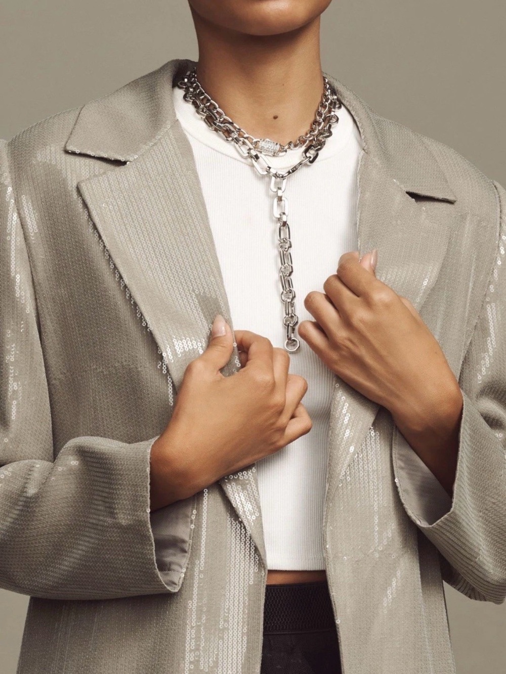 Anthropologie Mare Mare Shimmering Sequin Taupe Blazer Jacket